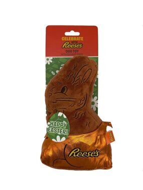 HERSHEY'S Reese's Easter Chocolate Bunny Plush Dog Toy Squeaker NWT